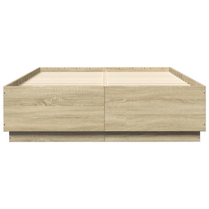 Bettgestell mit LED Sonoma-Eiche 120x200 cm