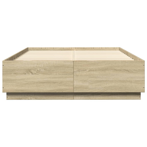 Bettgestell mit LED Sonoma-Eiche 120x200 cm