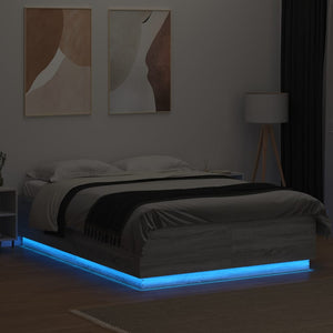 Bettgestell mit LED 120x200 cm Grau