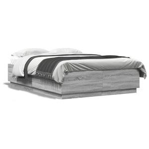 Bettgestell mit LED 120x200 cm Grau