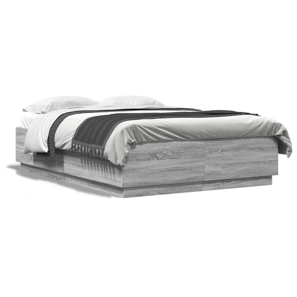 Bettgestell mit LED 120x200 cm Grau