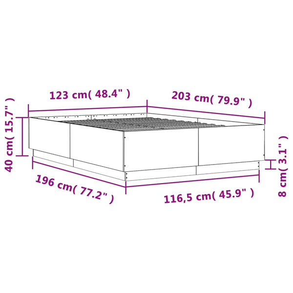 Bettgestell mit LED Braun Eiche 120x200 cm