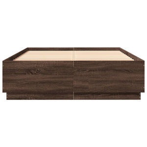 Bettgestell mit LED Braun Eiche 120x200 cm