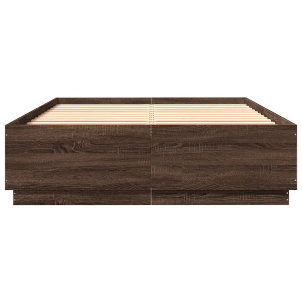 Bettgestell mit LED Braun Eiche 120x200 cm