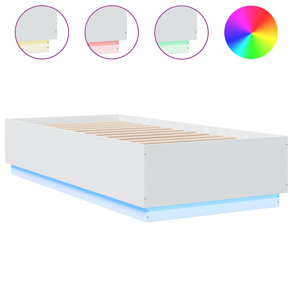 Bettgestell mit LED Weiß 100x200 cm