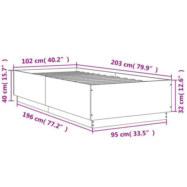 Bettgestell mit LED Weiß 100x200 cm