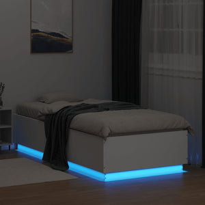 Bettgestell mit LED Weiß 100x200 cm
