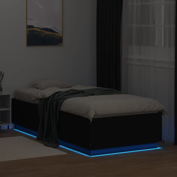 Bettgestell mit LED Schwarz 100x200 cm
