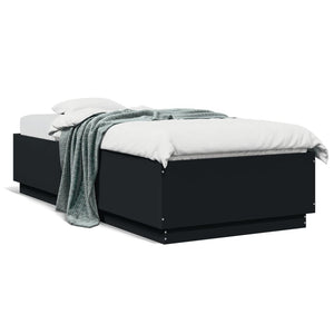 Bettgestell mit LED Schwarz 100x200 cm