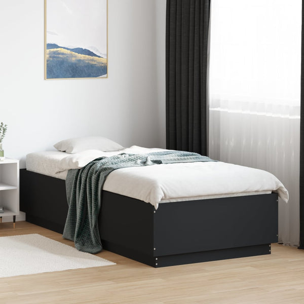 Bettgestell mit LED Schwarz 100x200 cm