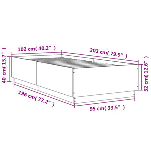Bettgestell mit LED Sonoma-Eiche 100x200 cm