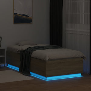 Bettgestell mit LED Sonoma-Eiche 100x200 cm