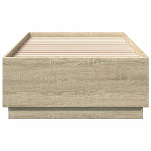 Bettgestell mit LED Sonoma-Eiche 100x200 cm