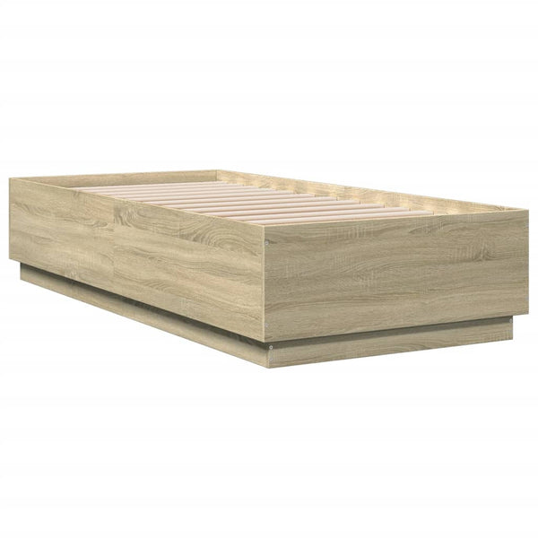 Bettgestell mit LED Sonoma-Eiche 100x200 cm
