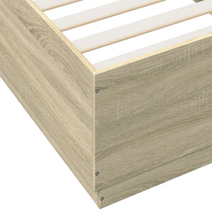 Bettgestell mit LED Sonoma-Eiche 100x200 cm
