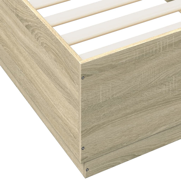 Bettgestell mit LED Sonoma-Eiche 100x200 cm