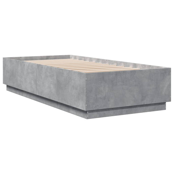 vidaXL Cadre de lit avec LED gris béton 100x200 cm Aggloméré