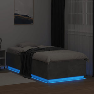 vidaXL Cadre de lit avec LED gris béton 100x200 cm Aggloméré