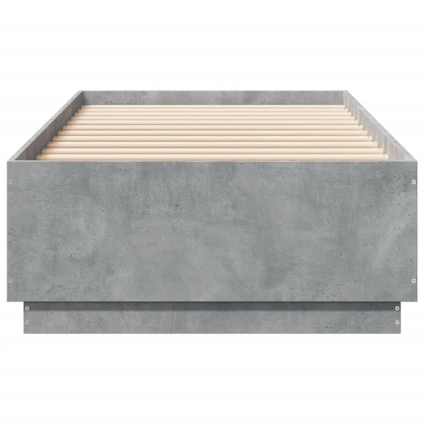 vidaXL Cadre de lit avec LED gris béton 100x200 cm Aggloméré