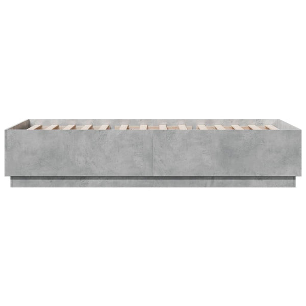 vidaXL Cadre de lit avec LED gris béton 100x200 cm Aggloméré
