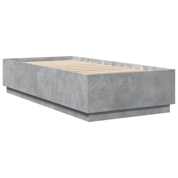 vidaXL Cadre de lit avec LED gris béton 100x200 cm Aggloméré