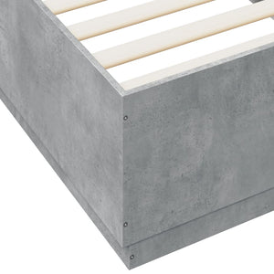 vidaXL Cadre de lit avec LED gris béton 100x200 cm Aggloméré