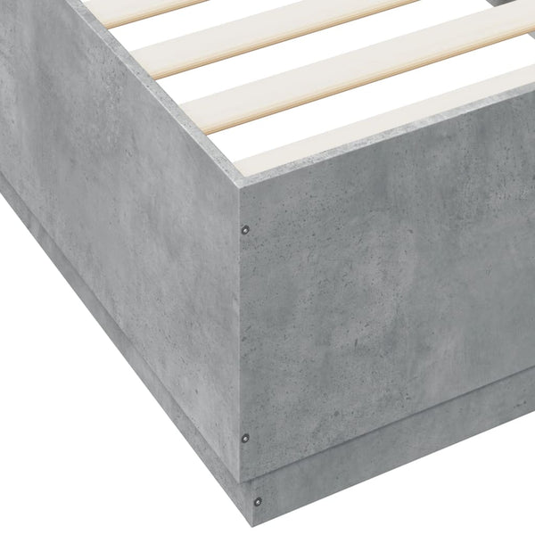 vidaXL Cadre de lit avec LED gris béton 100x200 cm Aggloméré