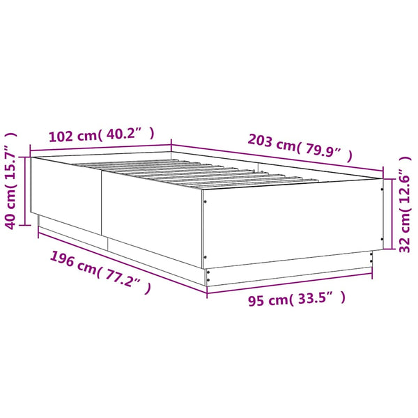 Bettgestell Räuchereiche mit LED 100x200 cm
