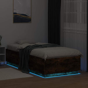 Bettgestell Räuchereiche mit LED 100x200 cm