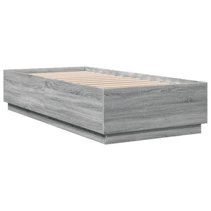 Bettgestell mit LED Grau 100x200 cm