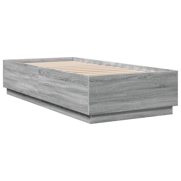 Bettgestell mit LED Grau 100x200 cm