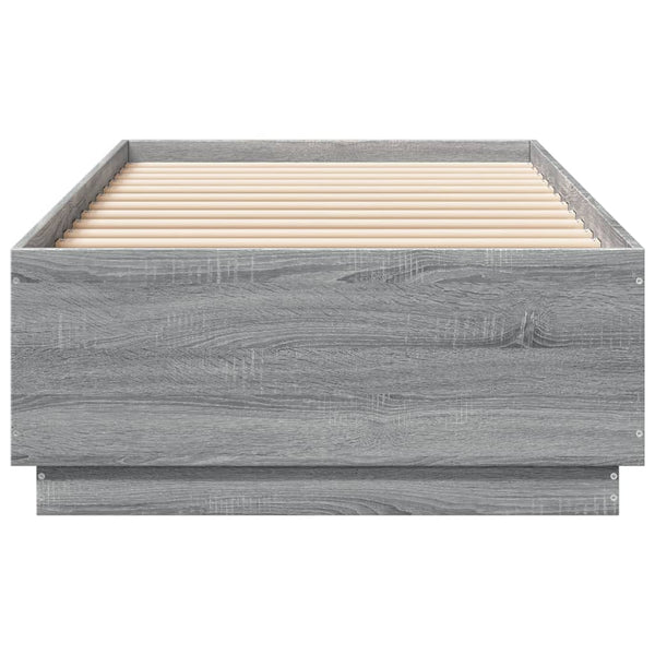 Bettgestell mit LED Grau 100x200 cm