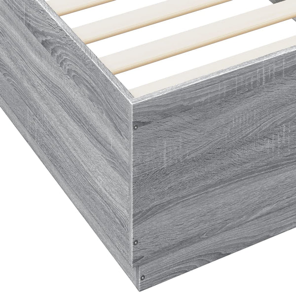 Bettgestell mit LED Grau 100x200 cm