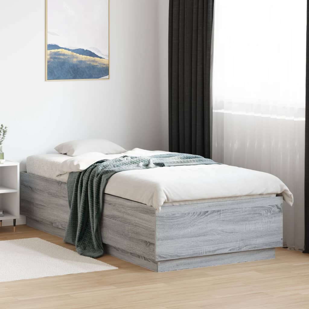 Bettgestell mit LED Grau 100x200 cm