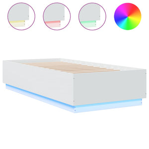 Bettgestell mit LED Weiß 90x200 cm