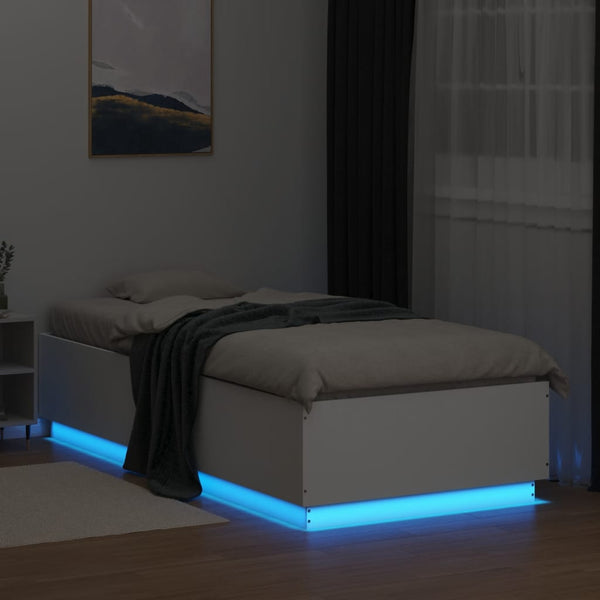 Bettgestell mit LED Weiß 90x200 cm