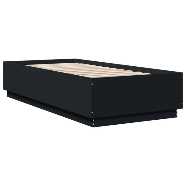 Bettgestell mit LED Schwarz 90x200 cm