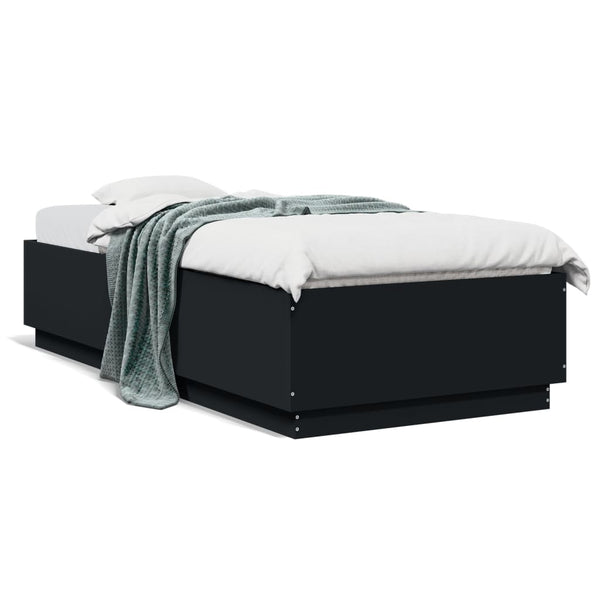 Bettgestell mit LED Schwarz 90x200 cm