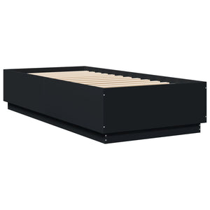 Bettgestell mit LED Schwarz 90x200 cm