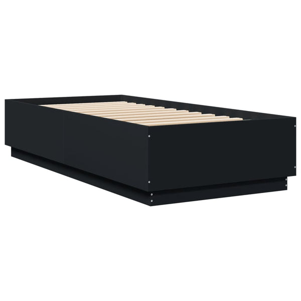 Bettgestell mit LED Schwarz 90x200 cm