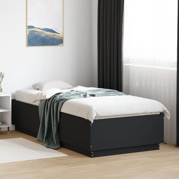 Bettgestell mit LED Schwarz 90x200 cm