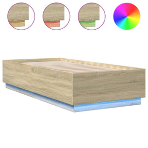 Bettgestell mit LED 90x200 cm Sonoma Eiche