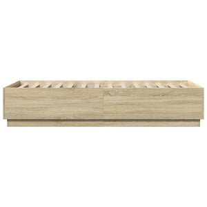Bettgestell mit LED 90x200 cm Sonoma Eiche
