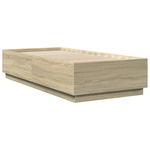 Bettgestell mit LED 90x200 cm Sonoma Eiche