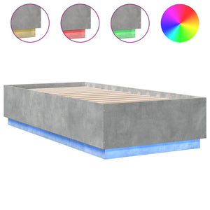 Bettgestell mit LED Betongrau 90x200 cm