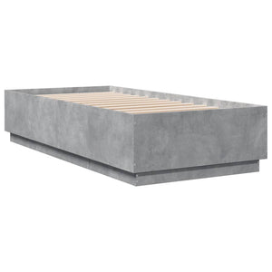 Bettgestell mit LED Betongrau 90x200 cm