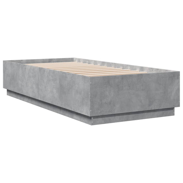 Bettgestell mit LED Betongrau 90x200 cm