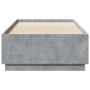 Bettgestell mit LED Betongrau 90x200 cm