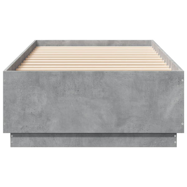 Bettgestell mit LED Betongrau 90x200 cm