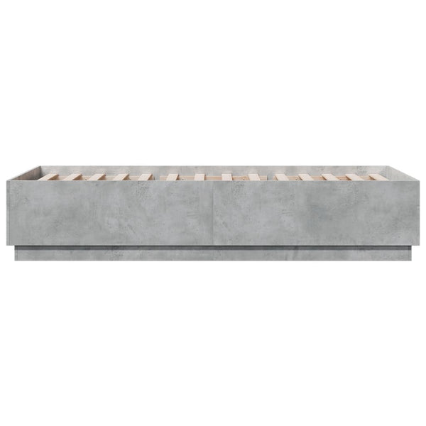 Bettgestell mit LED Betongrau 90x200 cm